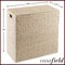 Casafield 2-Section Laundry Hamper with Removable Liner Bags, Woven Water Hyacinth Double Laundry Basket Sorter for Clothes and Towels